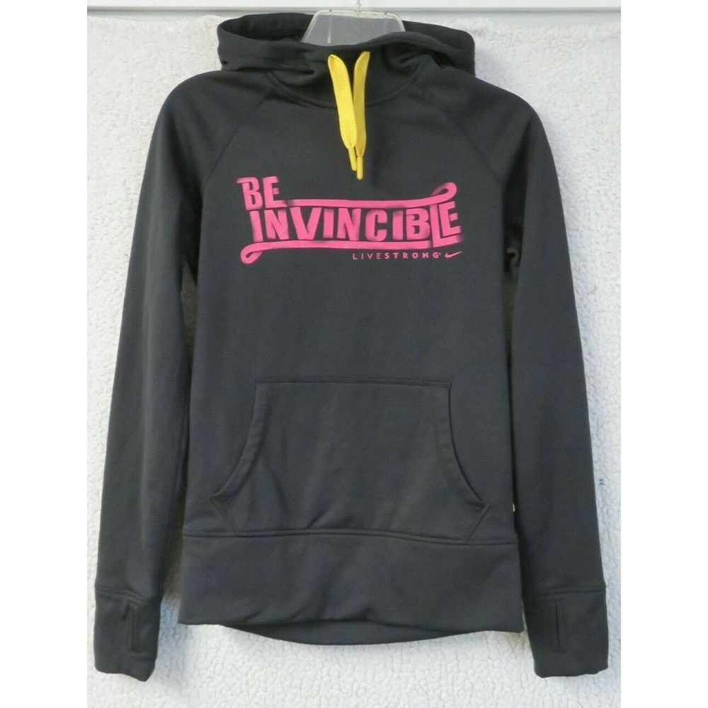 Womens Nike Livestrong Be Invincible Size XS Hooded Sweatshirt Hoodie 547871-012
